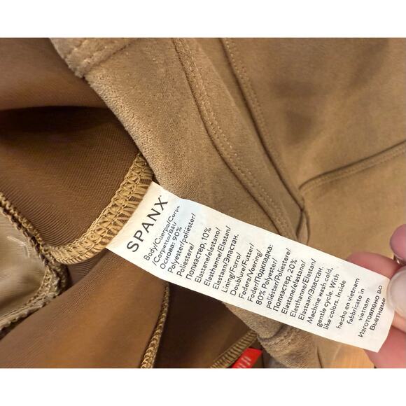 Spanx Faux Suede Leggings Camel XS‎ Elastic Waist - Picture 3 of 7